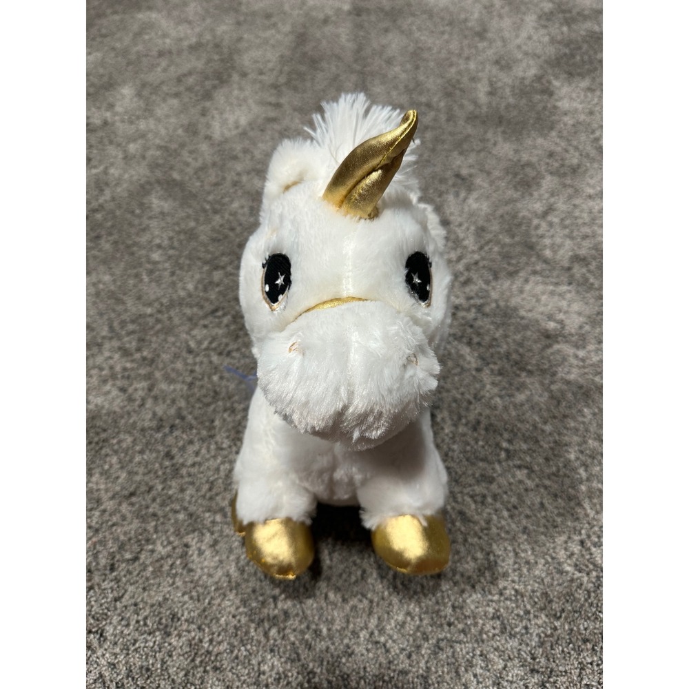 Kellytoy Fantasy Pets Unicorn Plush White Gold Stuffed Animal NWT